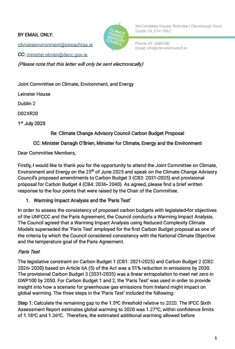 Image of Letter to JOC re Carbon Budgets